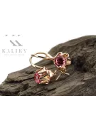 Or rose rouge 14 carats 14k 583 Ruby des boucles d'oreilles vec013 Russe Soviétique URSS Style vintage Art Deco style